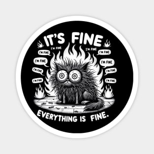 Black Cat It's Fine I'm Fine Everything Is Fine T-Shirt Magnet